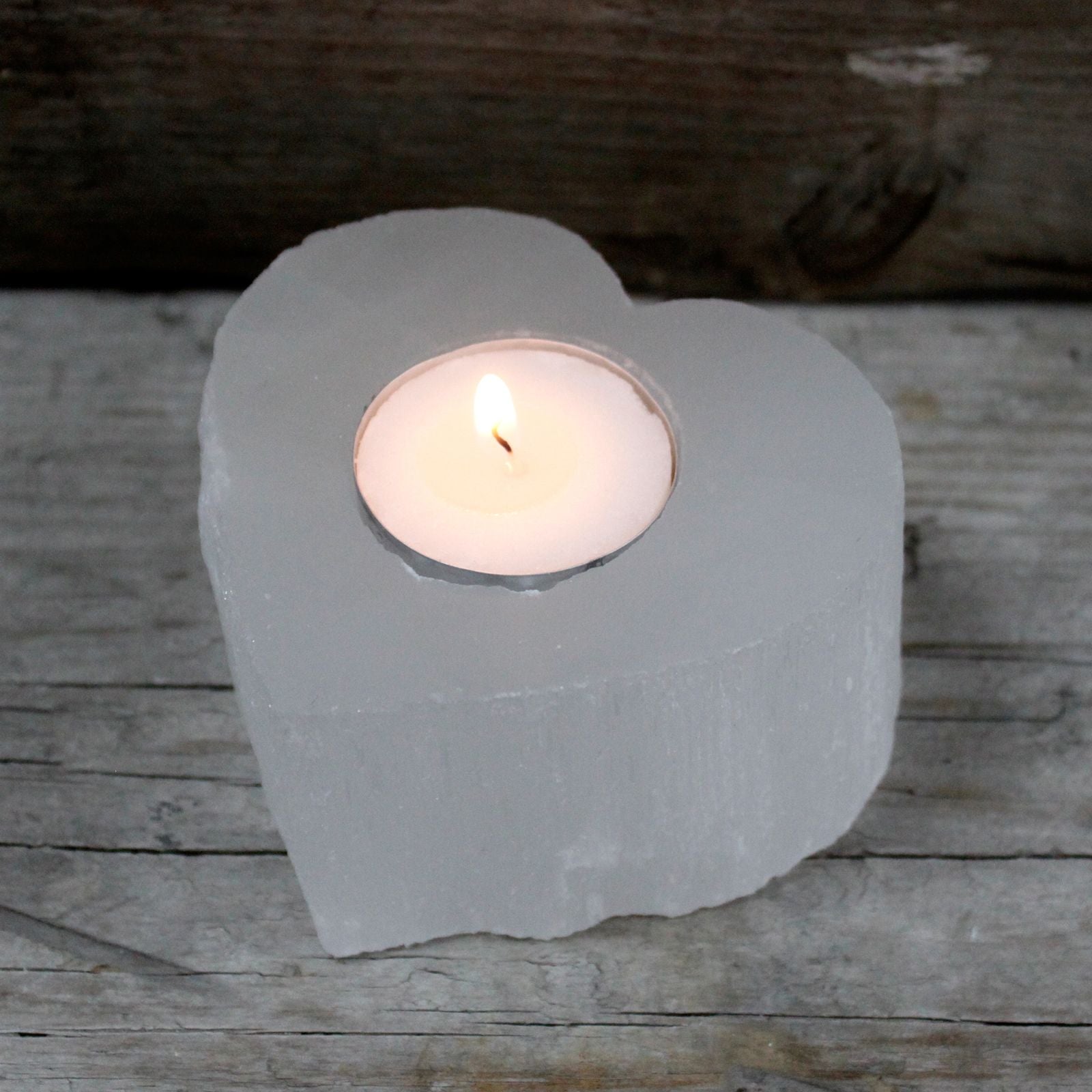 Selenite Heart Candle Holder for Stunning Home Décor and Gifts