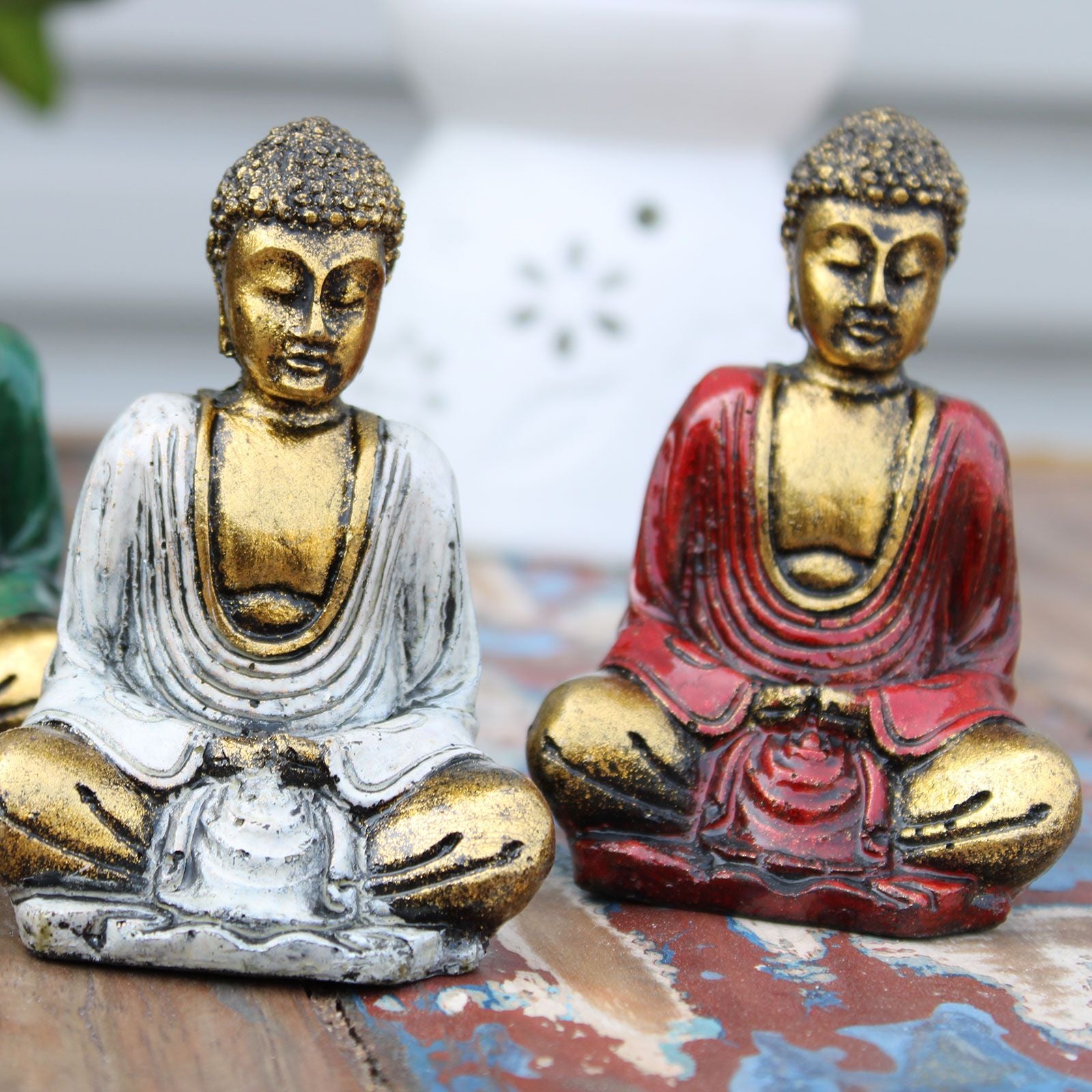 Gold Mini Buddha Statues in Assorted Colours for Home Decor