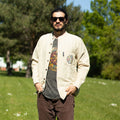 Nomad Sari Kathmandu Shirt in Stone with Hand Painted Pocket