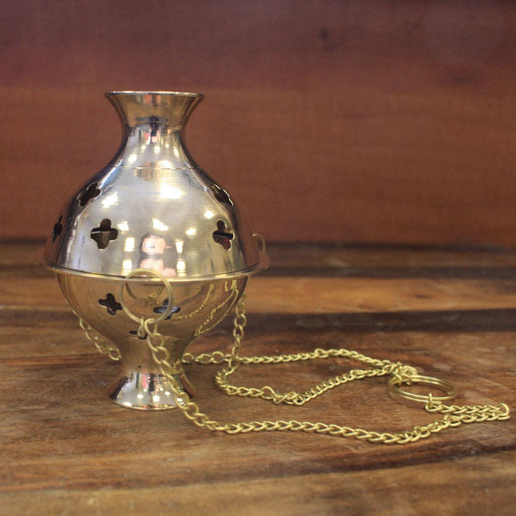 Hanging Brass Incense Burner for Elegant Home Décor and Rituals