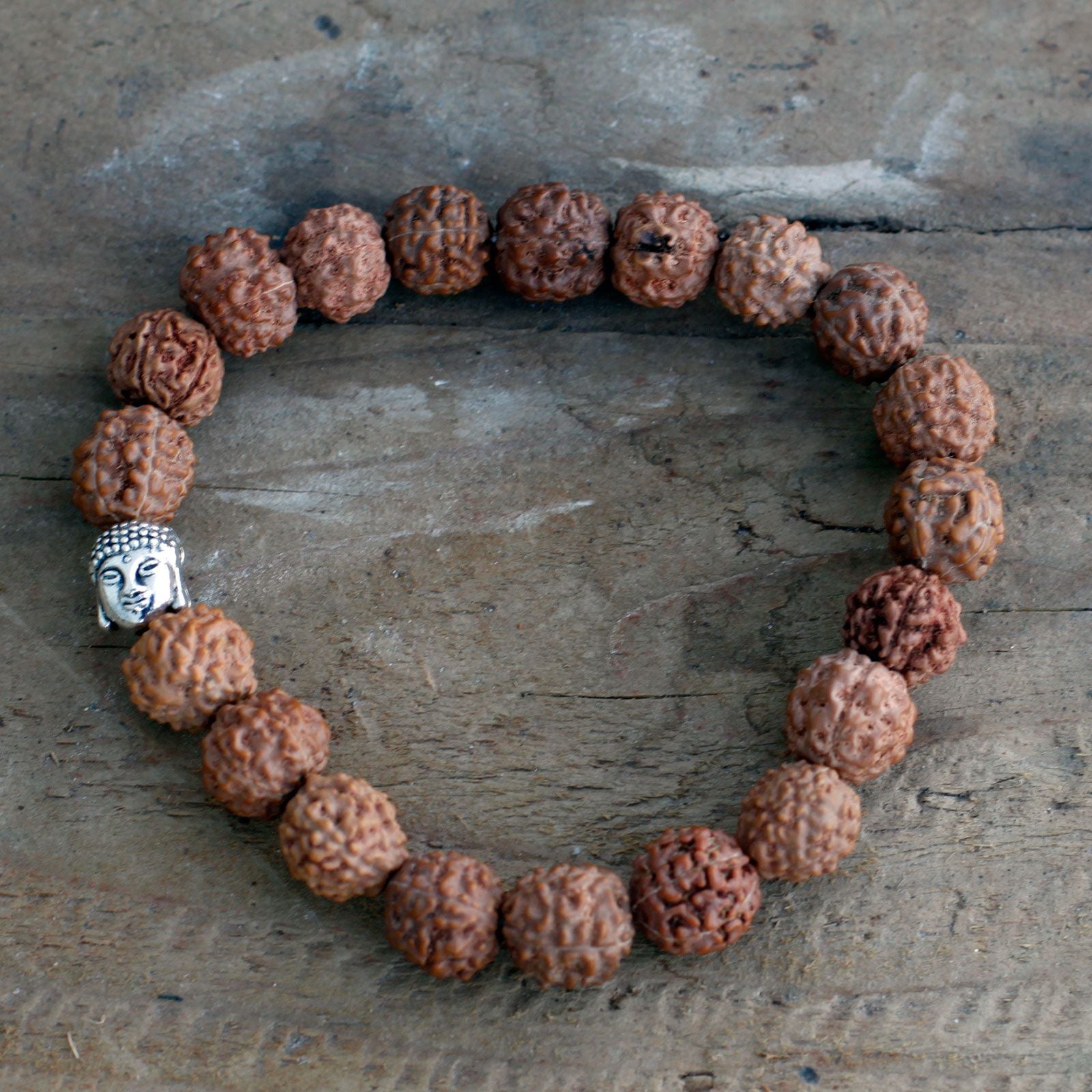Rudraksha Buddha Bangle Mala in Brown with 20 Unique Beads