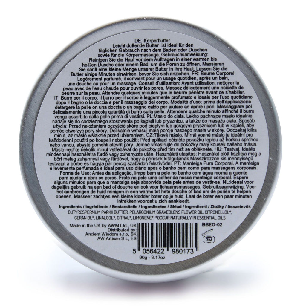 Aromatherapy Shea Body Butter 90g Infused with Geranium Scent