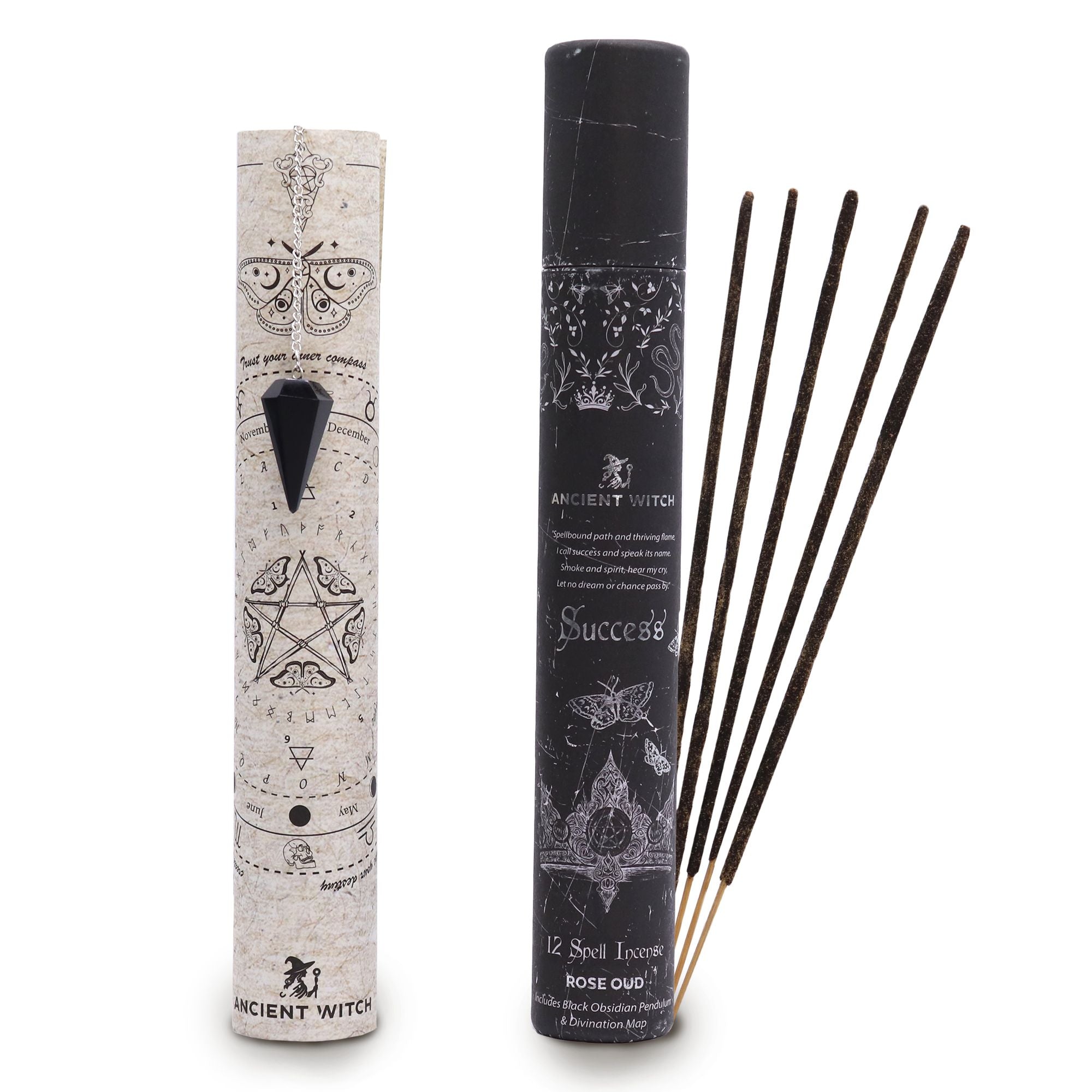 Success Spell Incense with Black Obsidian Pendulum for Focus