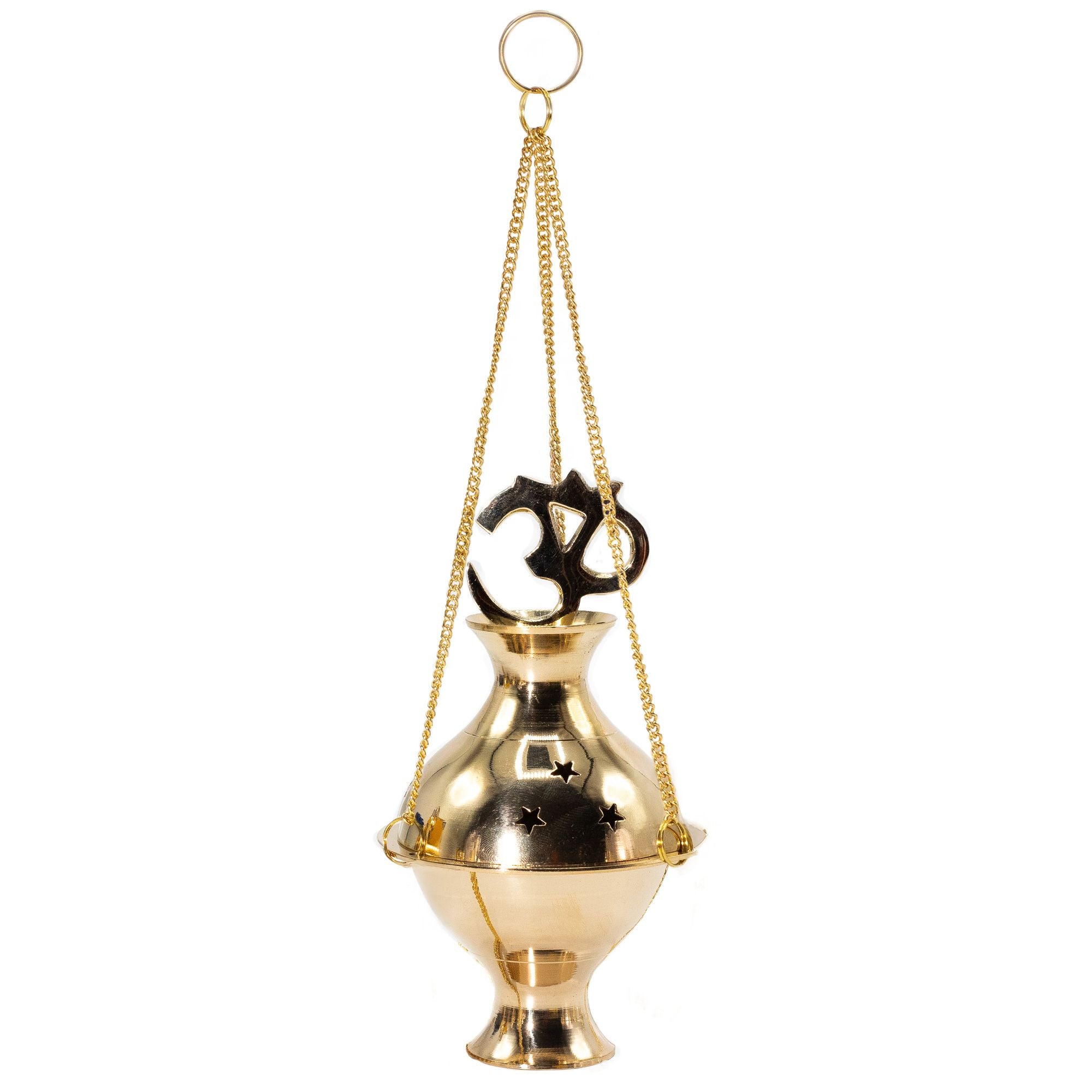 Hanging Brass Incense Burner with Sacred Om Symbol for Serenity