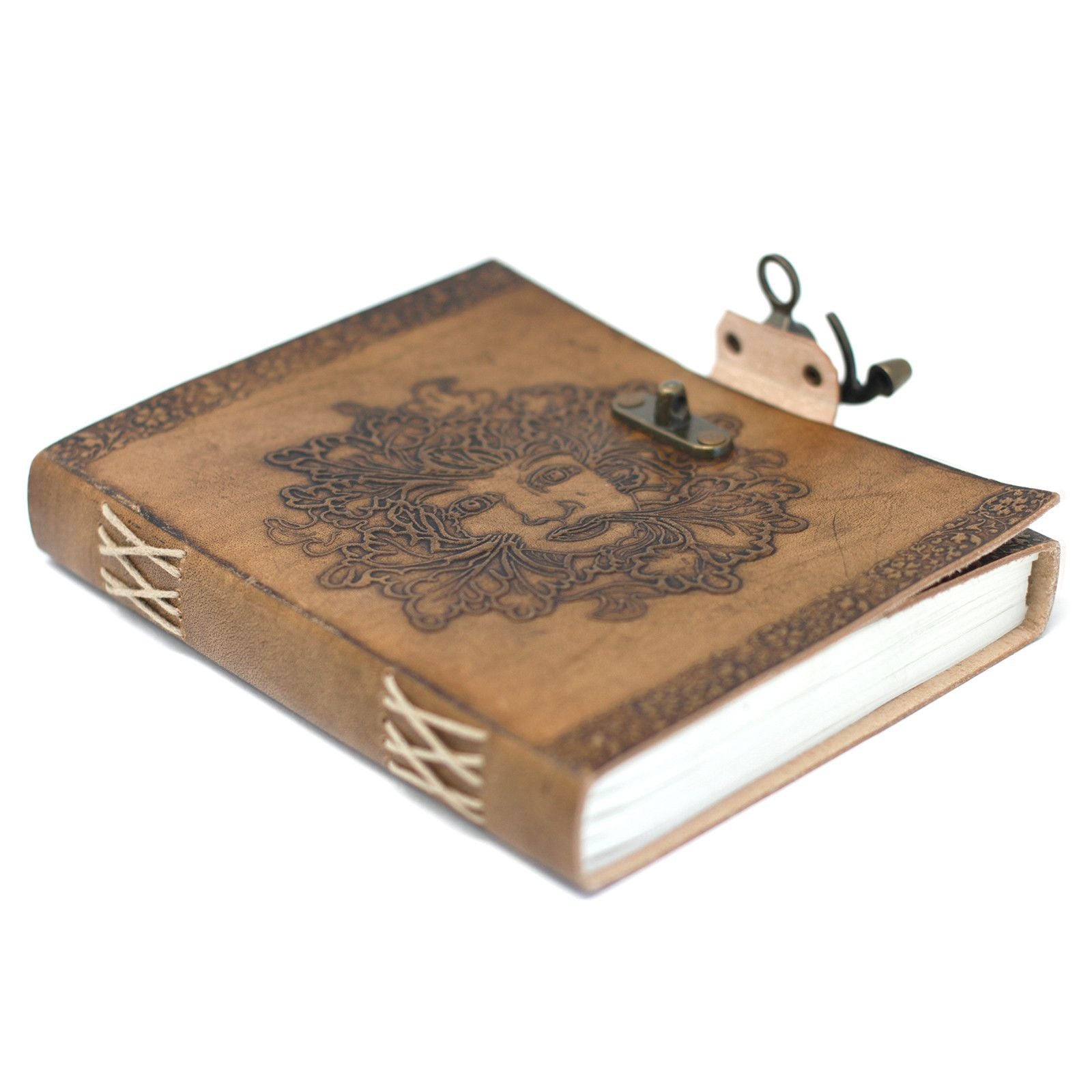 Leather Greenman Notebook with Buckles for Unique Journaling