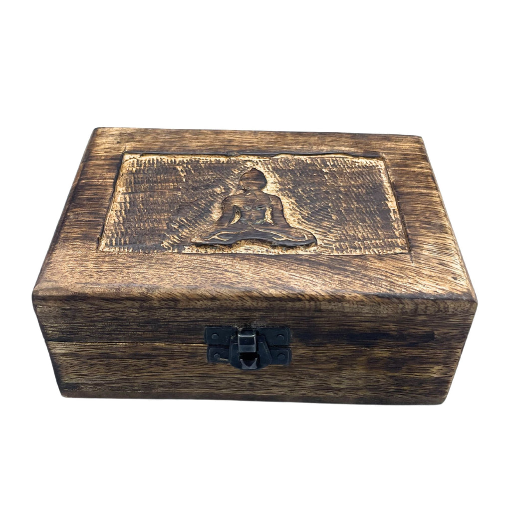 Medium Wooden Keepsake Box with Buddha Design for Cherished Moments
