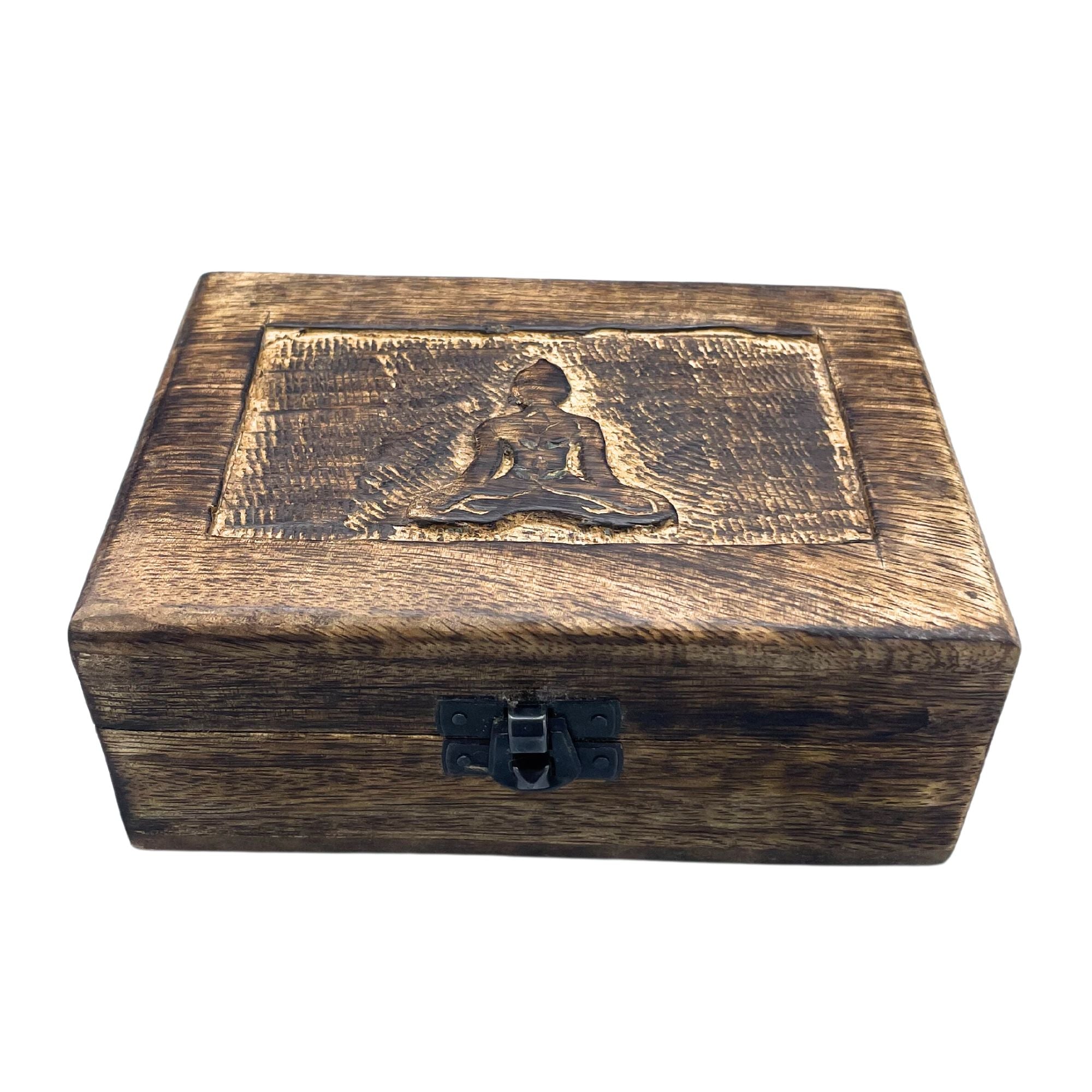 Medium Wooden Keepsake Box with Buddha Design for Cherished Moments