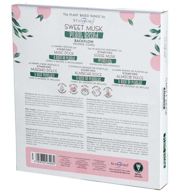 Plant Based Backflow Incense Cones with Sweet Musk Aroma Bliss