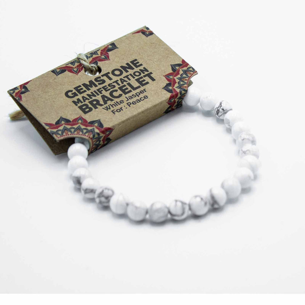 Gemstone Manifestation Bracelet with White Jasper for Calm