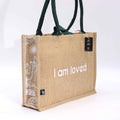 Hop Hare Jute Big Bag with I Am Loved Design for Daily Use