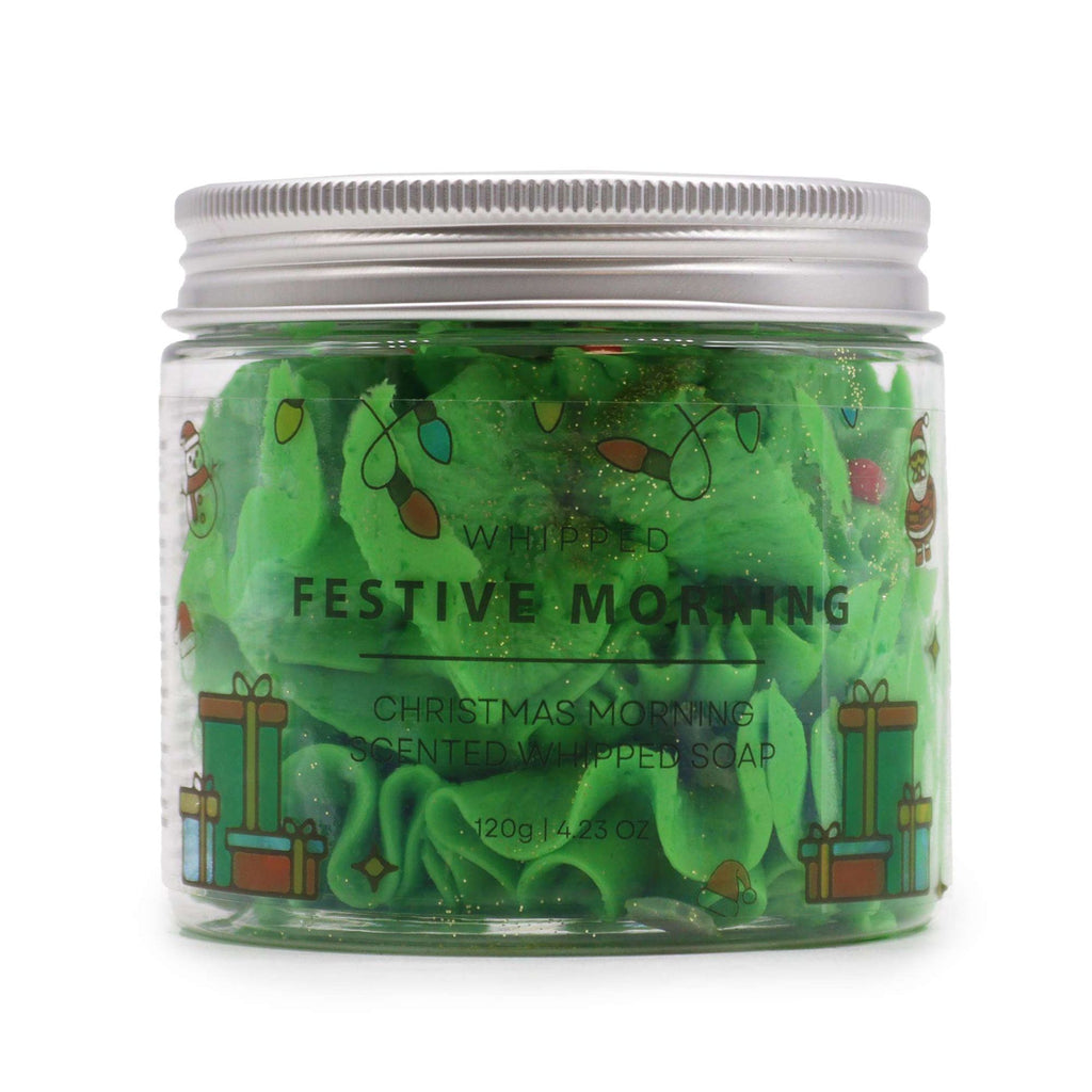 Festive Morning Whipped Soap 120g with Charming Christmas Trees