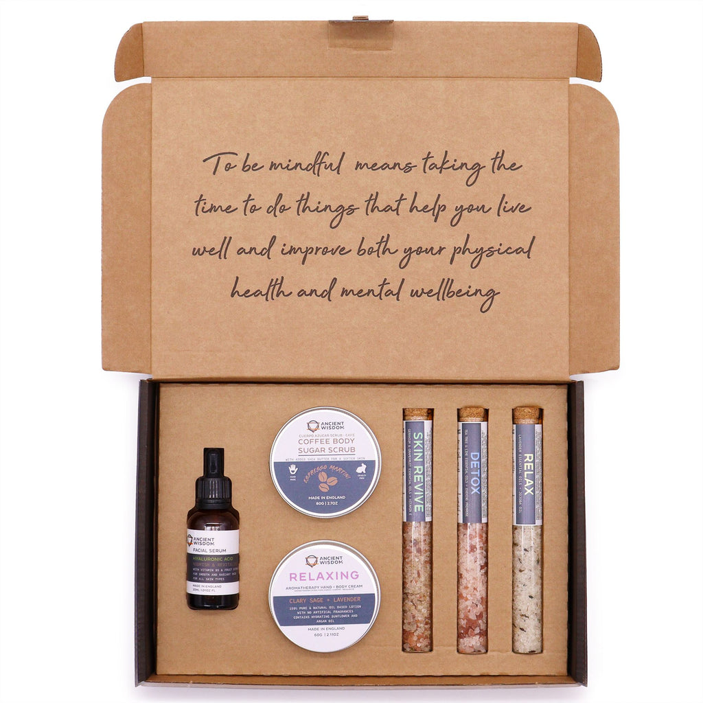Mindful Moments Self Care Kit with Coffee Sugar Body Scrub