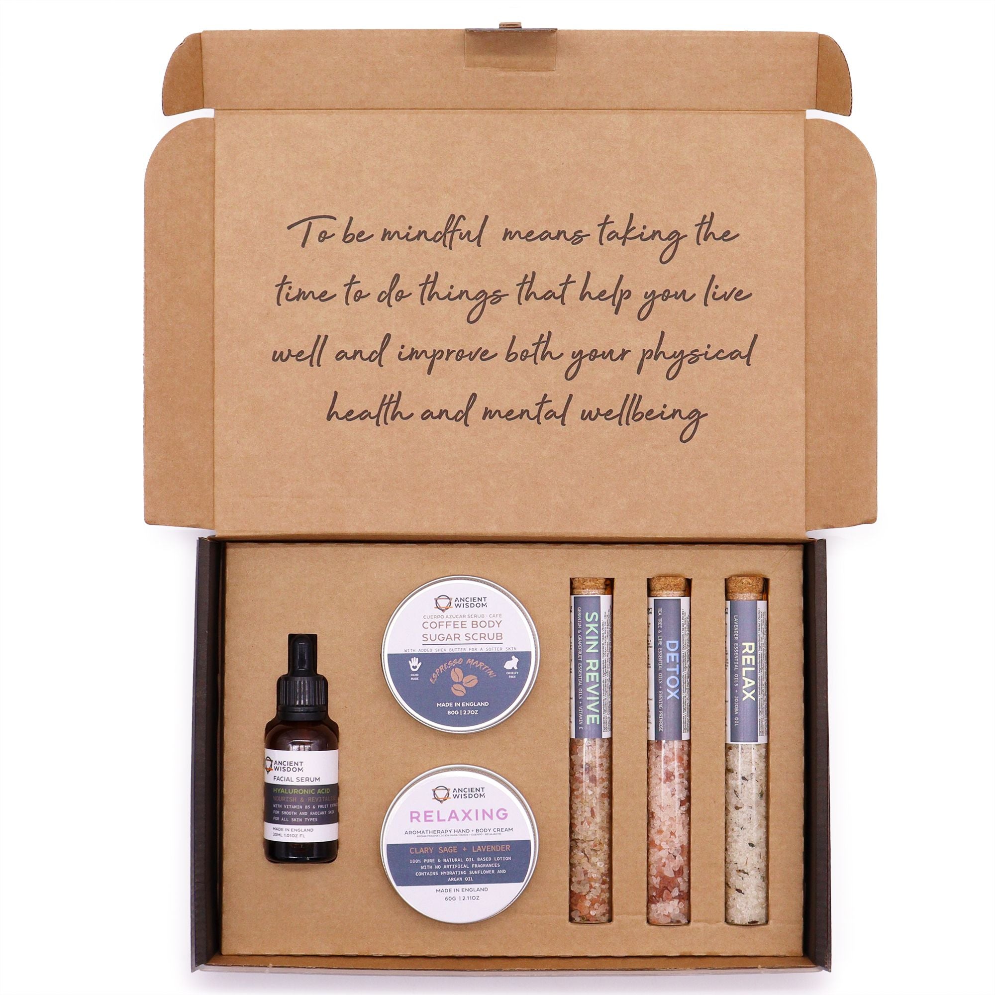 Mindful Moments Self Care Kit with Coffee Sugar Body Scrub