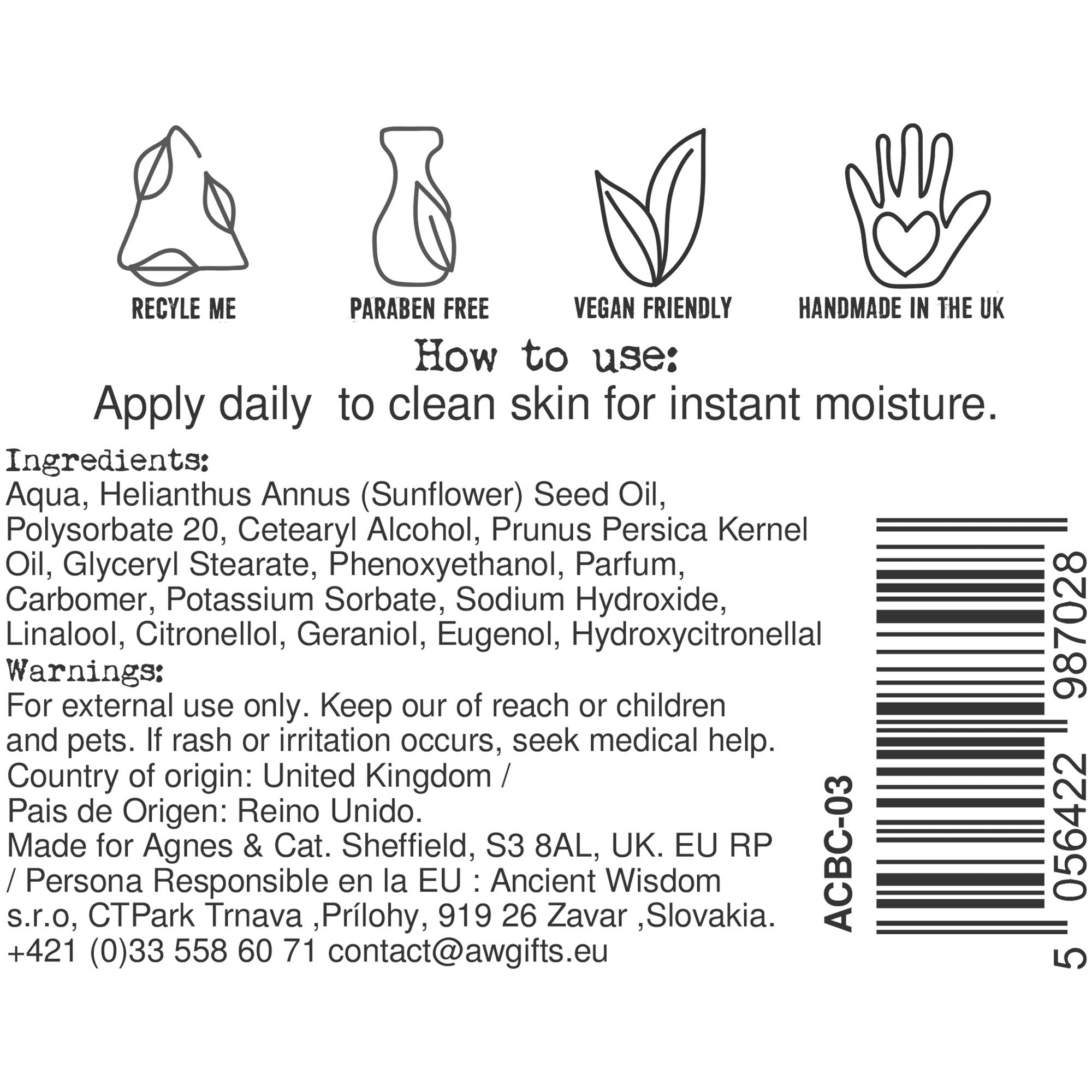 Agnes + Cat Japanese Bloom Hand and Body Cream for Daily Skincare