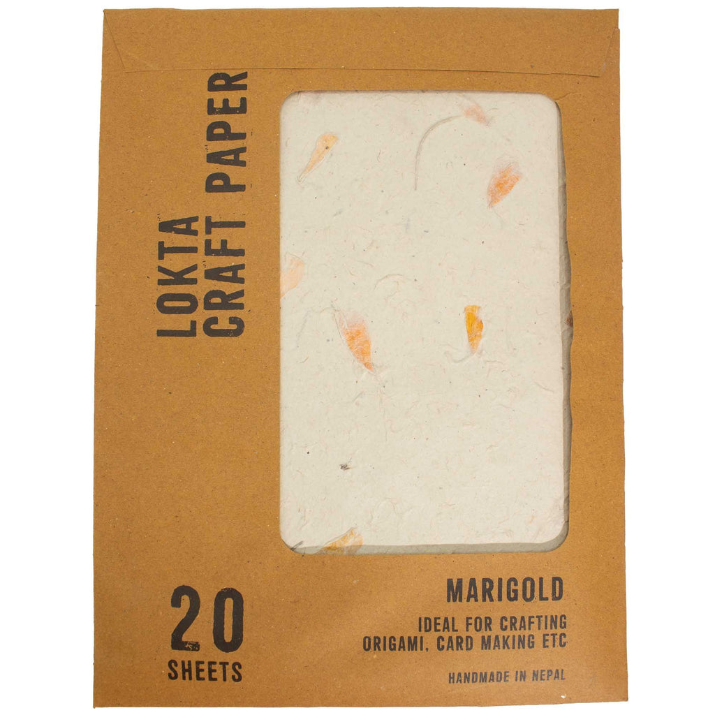 A4 Lokta Craft Paper Pack with Unique Marigold Petal Design