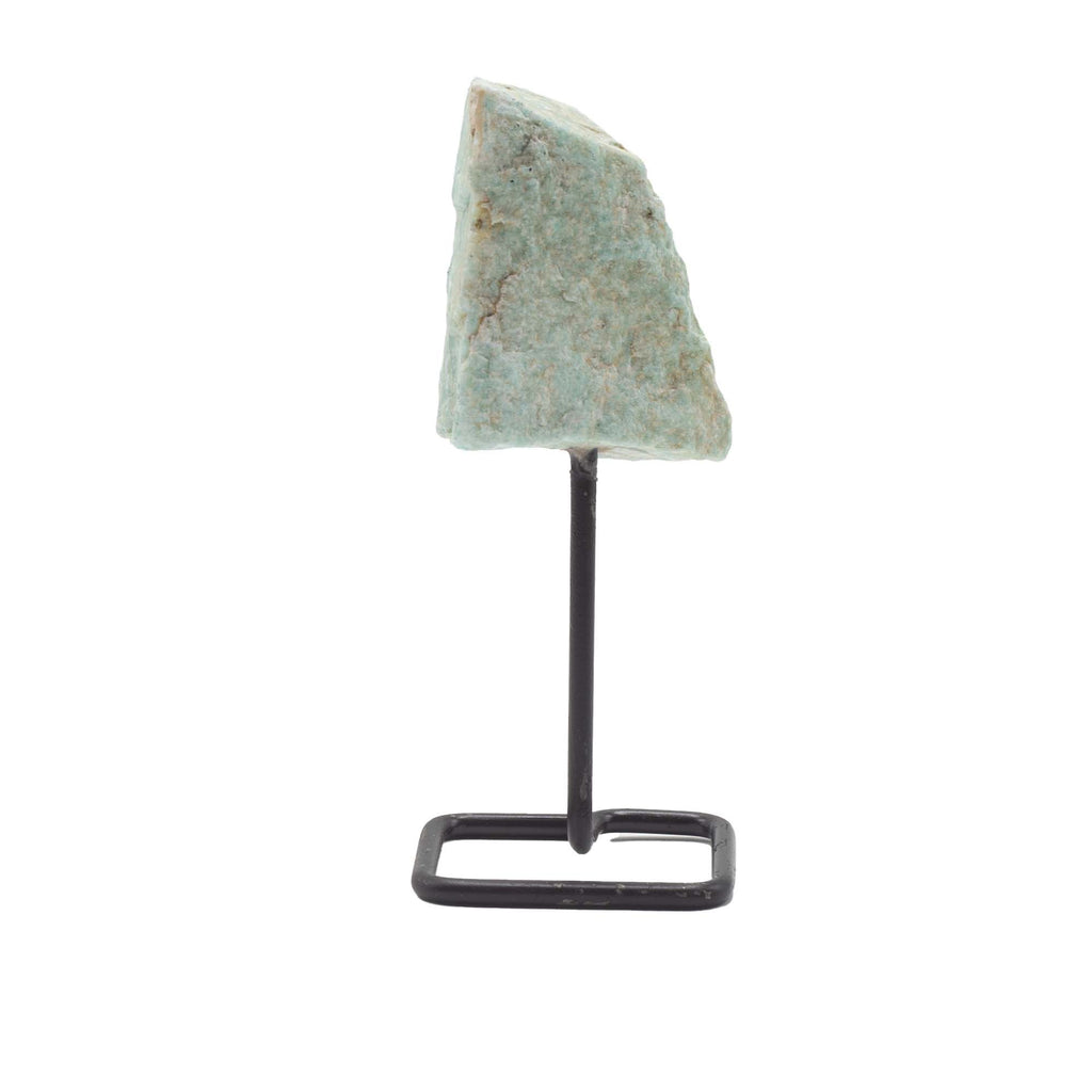 Amazonite Mineral Specimen on Metal Stand for Home Decor Display