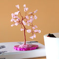 Rose Quartz Gemstone Tree on Pink Agate Base with 35 Beautiful Stones