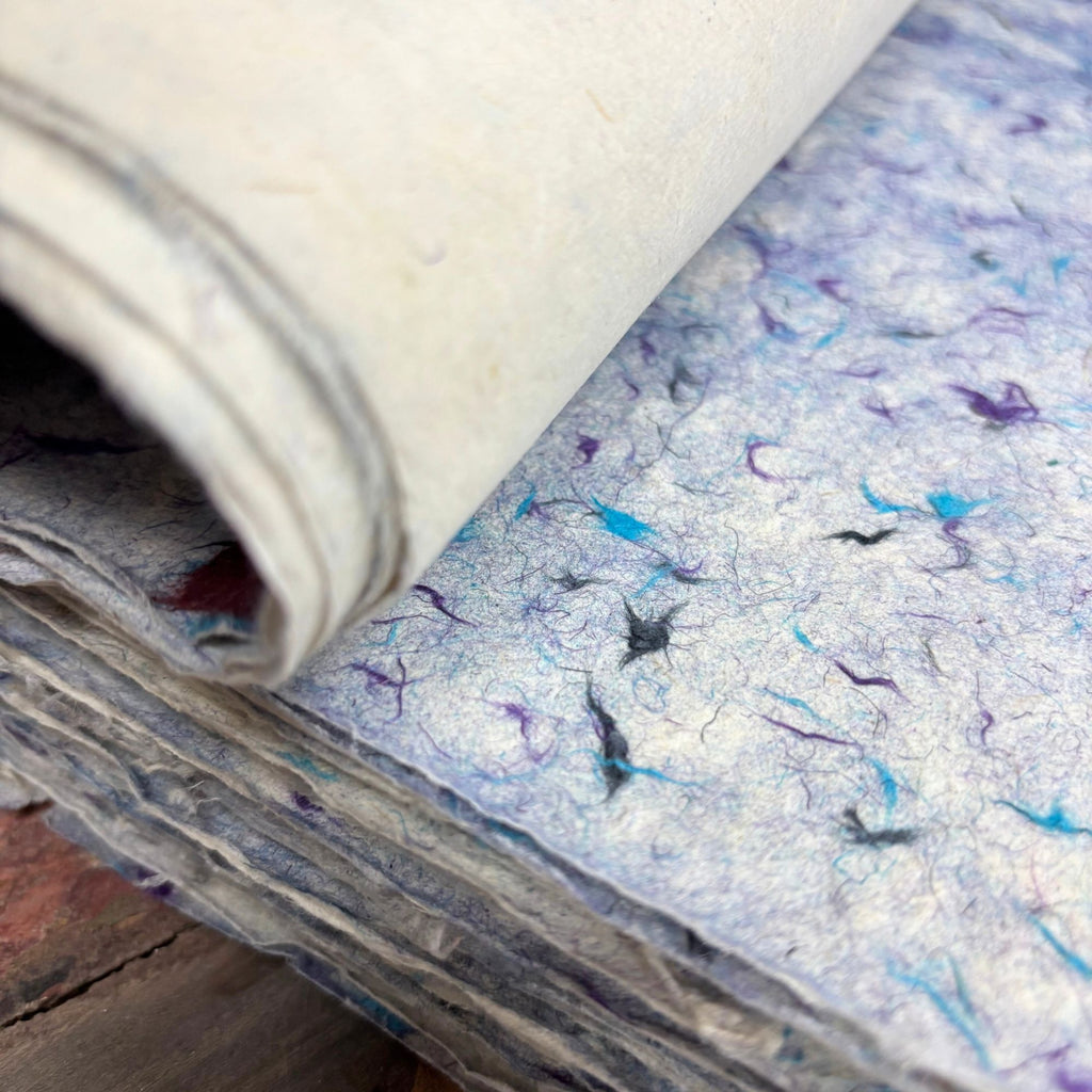 Lokta Craft Wrapping Paper 51x76cm with Blue Cotton Texture
