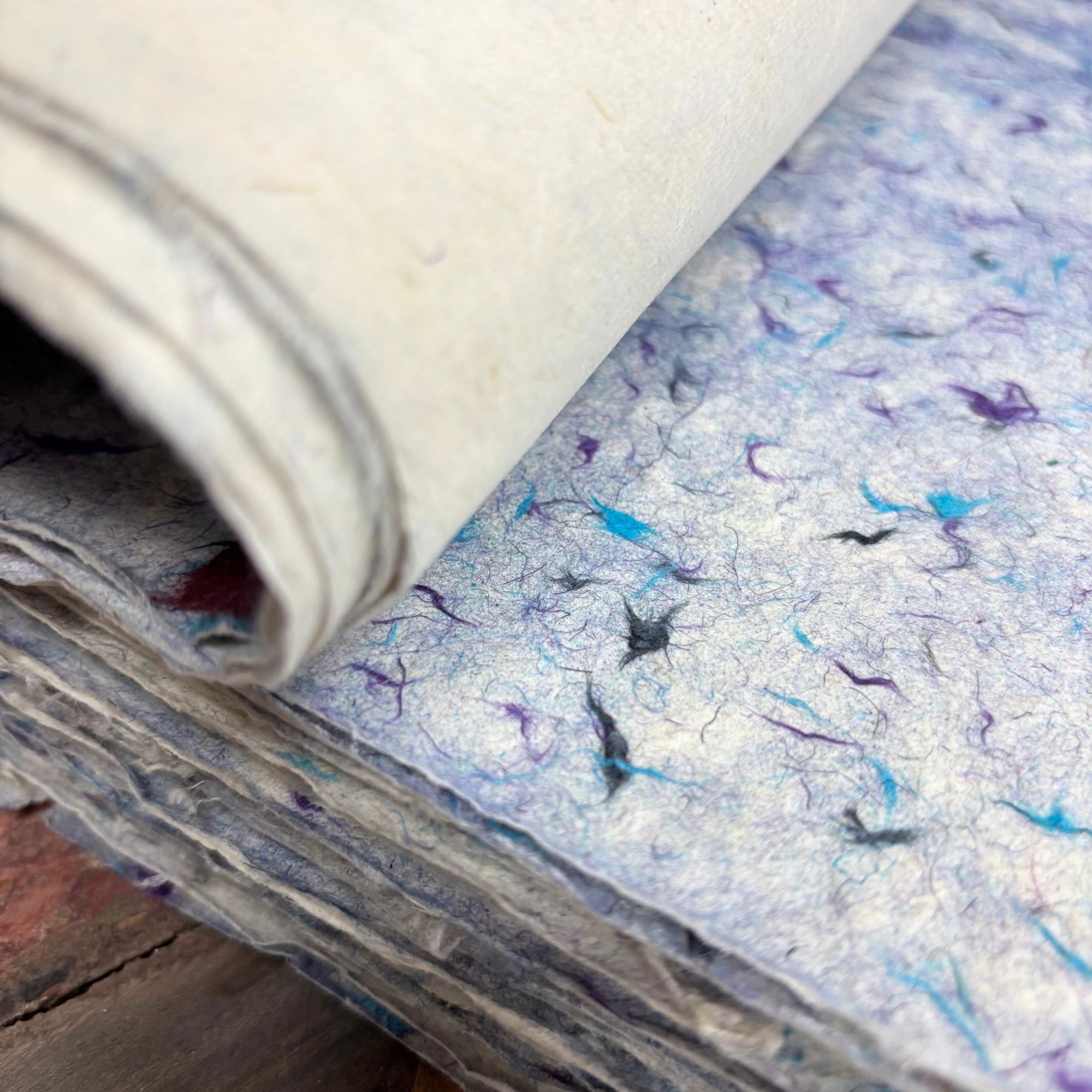 Lokta Craft Wrapping Paper 51x76cm with Blue Cotton Texture
