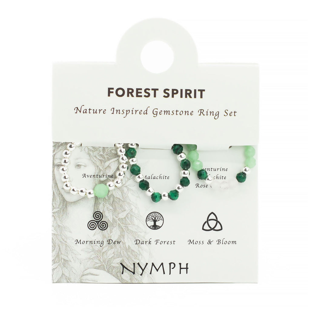 Nymph Spirit Gemstone Ring Set with Nature Inspired Design
