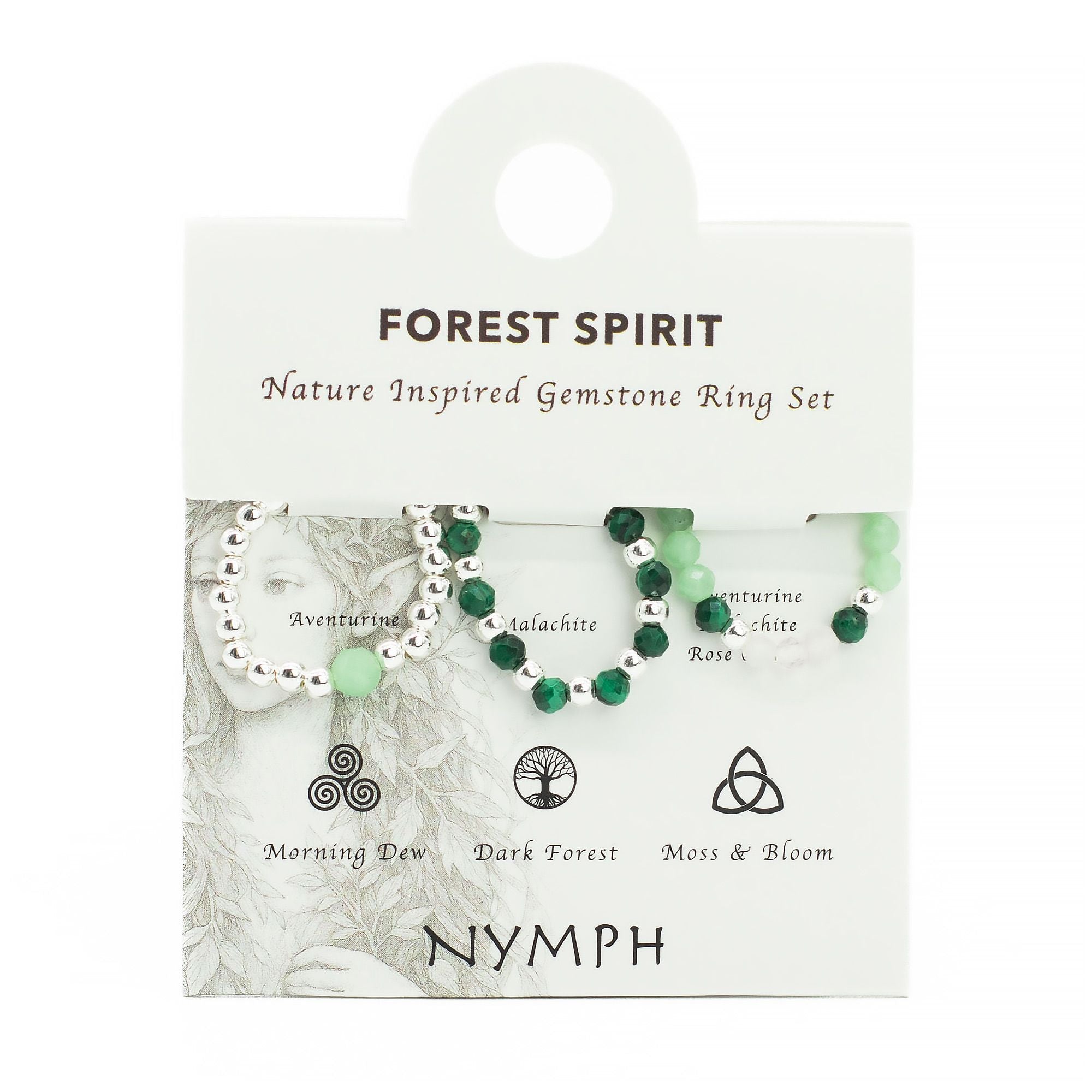 Nymph Spirit Gemstone Ring Set with Nature Inspired Design