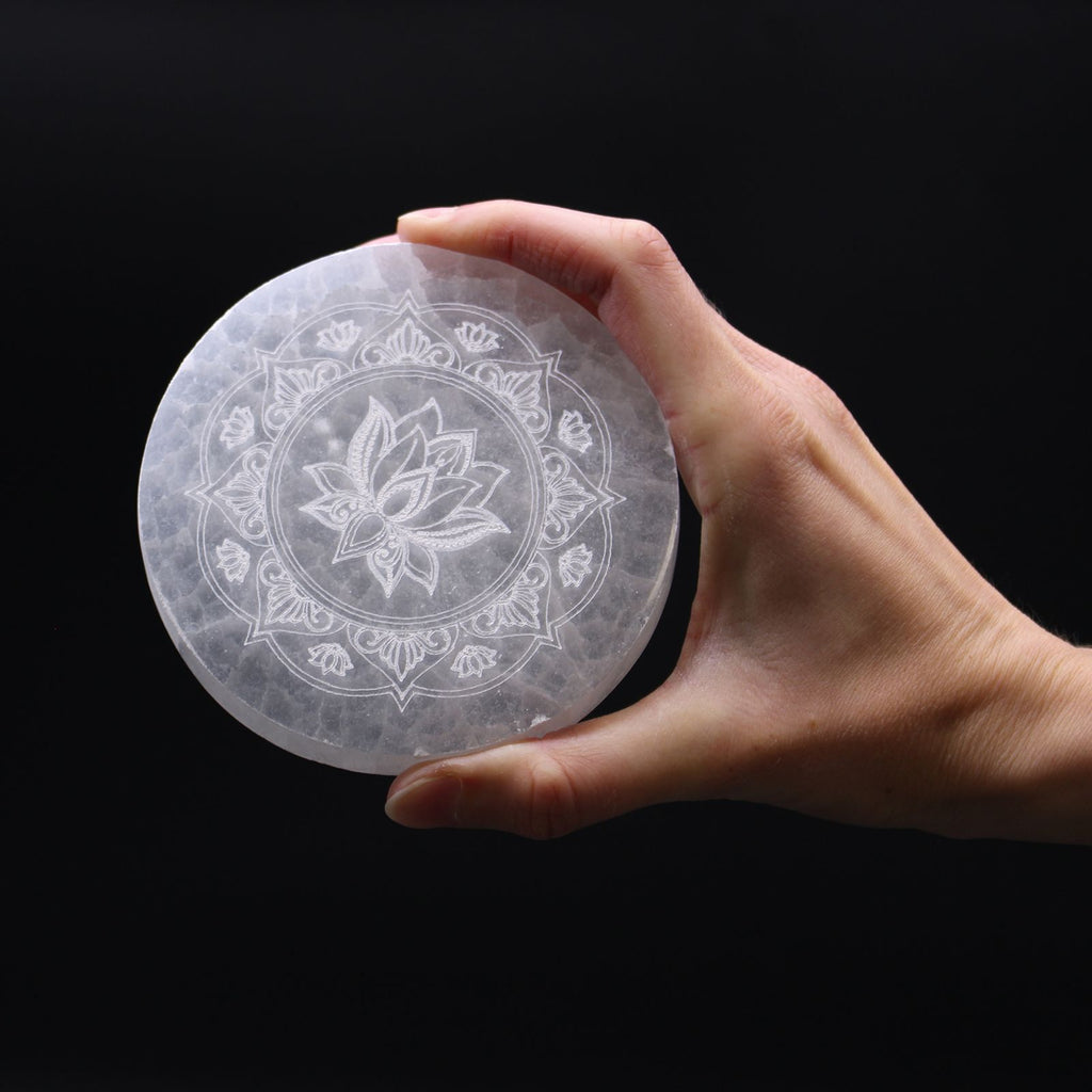 Medium Charging Plate 10cm with Lotus Mandala Design for Decor