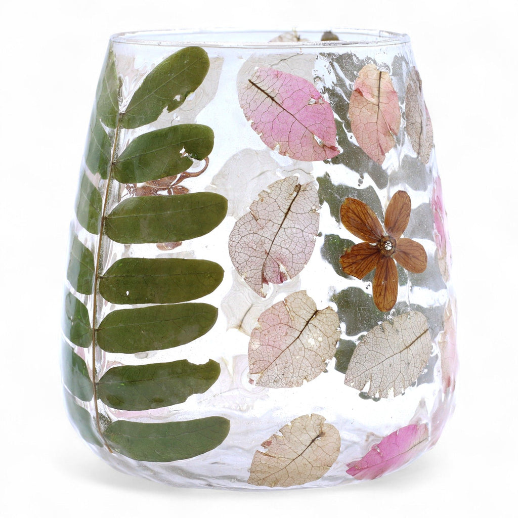 Natural Floral Glass Candle Holder Primavera for Home Decor