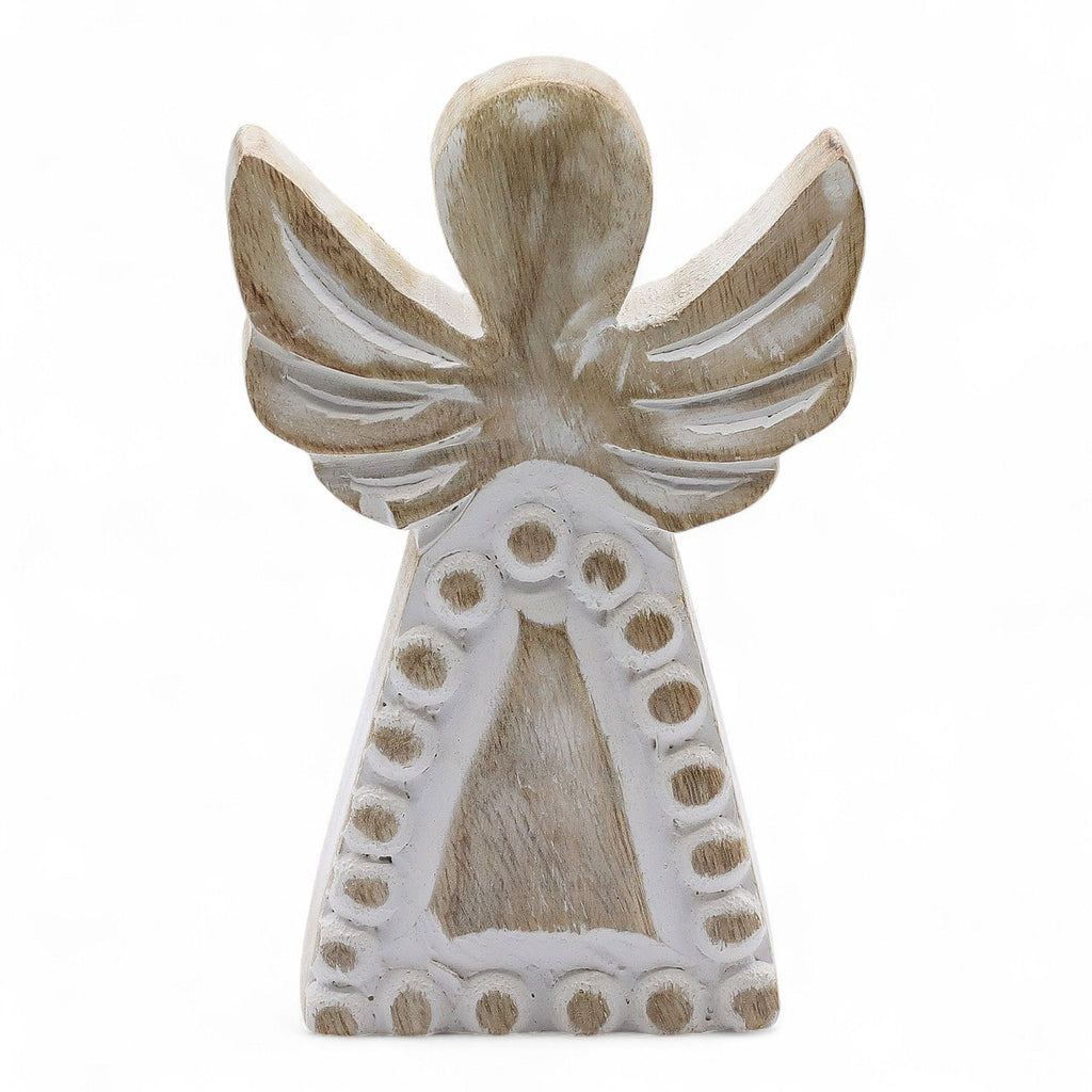 Mango Wood Angel Whitewash for Rustic Home Decor and Gifting