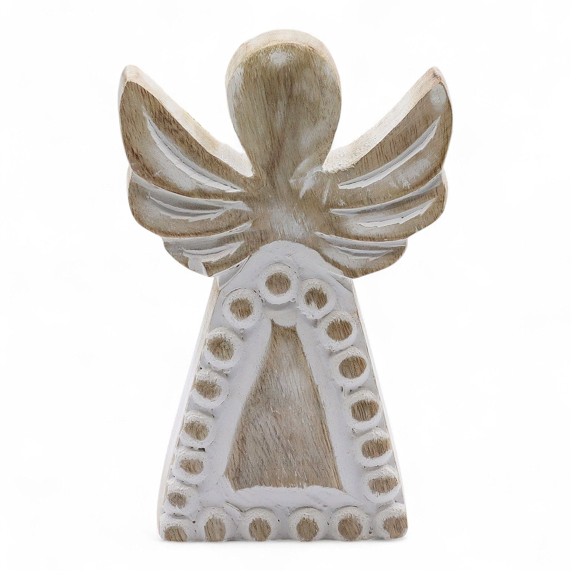 Mango Wood Angel Whitewash for Rustic Home Decor and Gifting