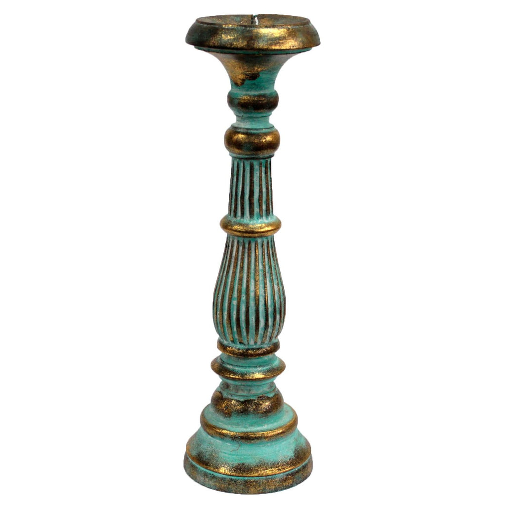 Large Turquois Gold Candle Stand for Vintage Home Decor Style