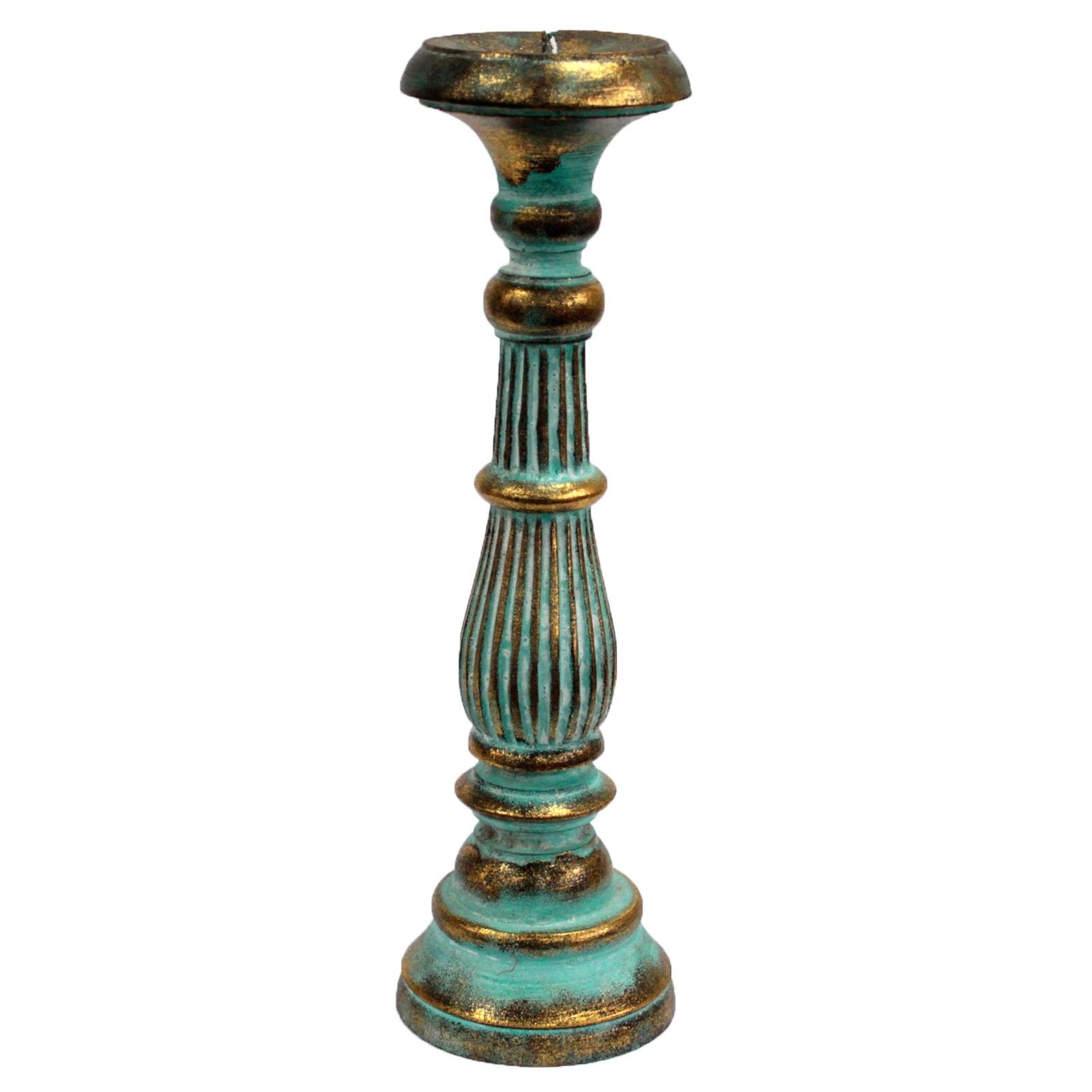 Large Turquois Gold Candle Stand for Vintage Home Decor Style
