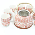 Herbal Teapot Set in Amber with Matching Cups for Tea Lovers