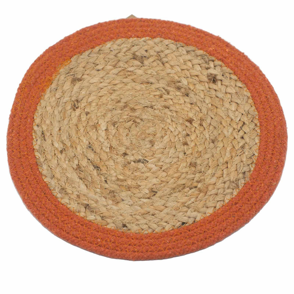 Natural Jute and Cotton Place Mat with Clay Border for Dining
