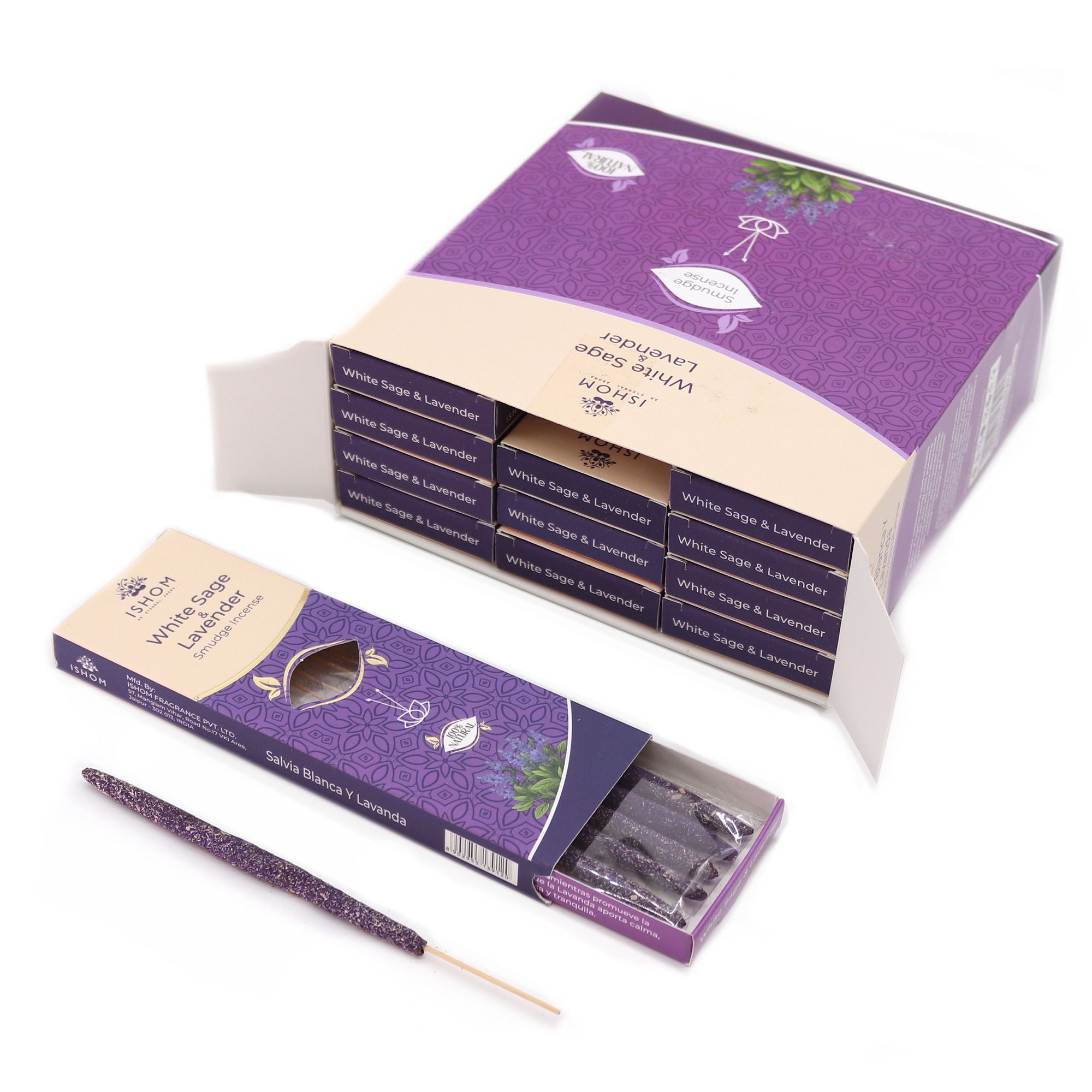 Ishom Smudge Incense with White Sage & Lavender for Cleansing