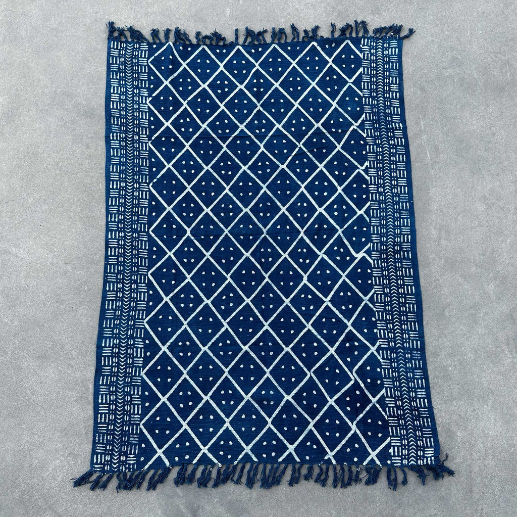 Handmade Indigo Throw Midnight Heerak for Elegant Home Decor