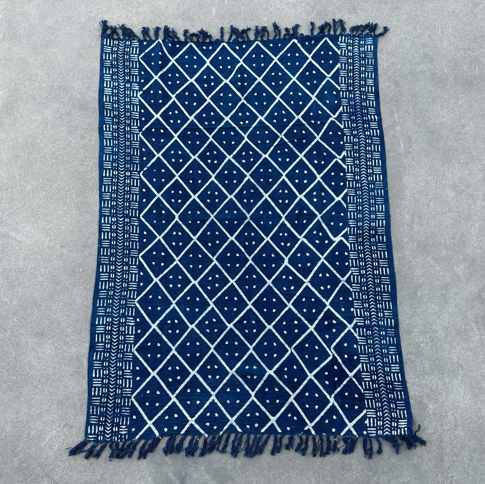 Handmade Indigo Throw Midnight Heerak for Elegant Home Decor