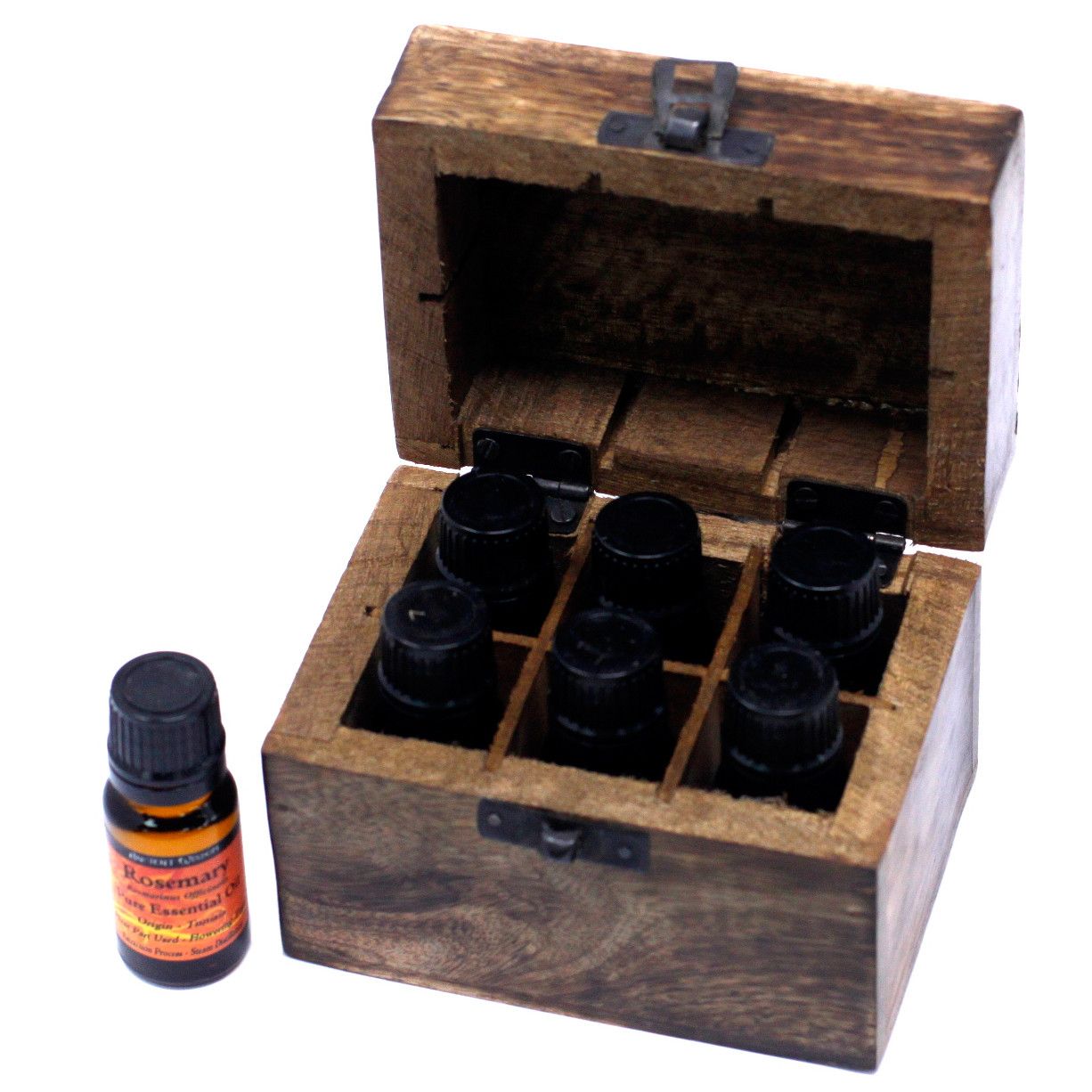 Mango Aromatherapy Box for Six Essential Oil Bottles Storage