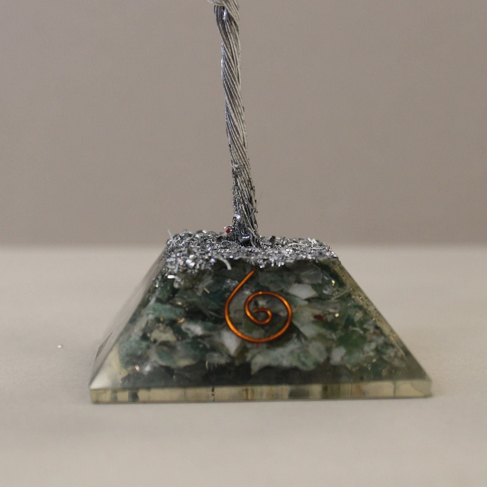 Moss Agate Gemstone Tree with Orgonite Base for Home Decor