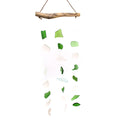 Three Drop Green and White Recycled Glass Wind Chimes