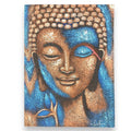 Buddha Painting in Bronze and Blue Flower Design 75x55cm Artwork