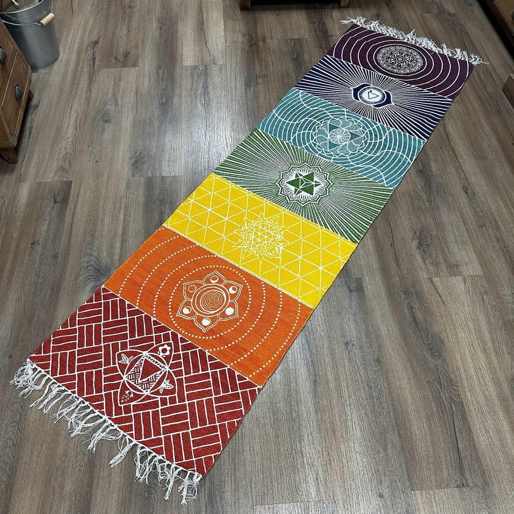 Yoga Rug 60x200cm with 7 Chakras Design for Versatile Use