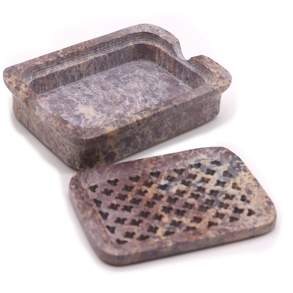 Classic Square Soapstone Soap Dish and Drainer for Bathrooms
