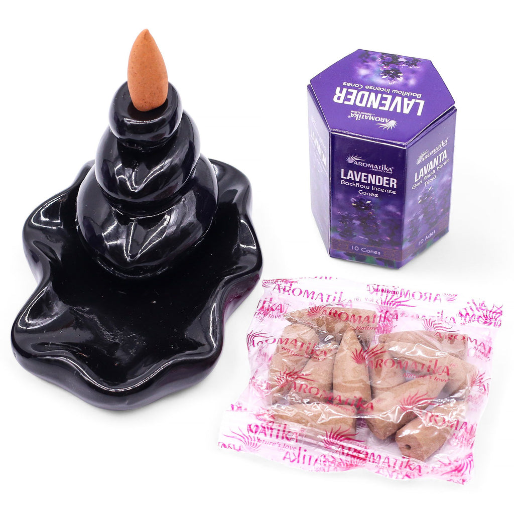 Pack of 10 Lavender Masala Backflow Incense Cones for Relaxation