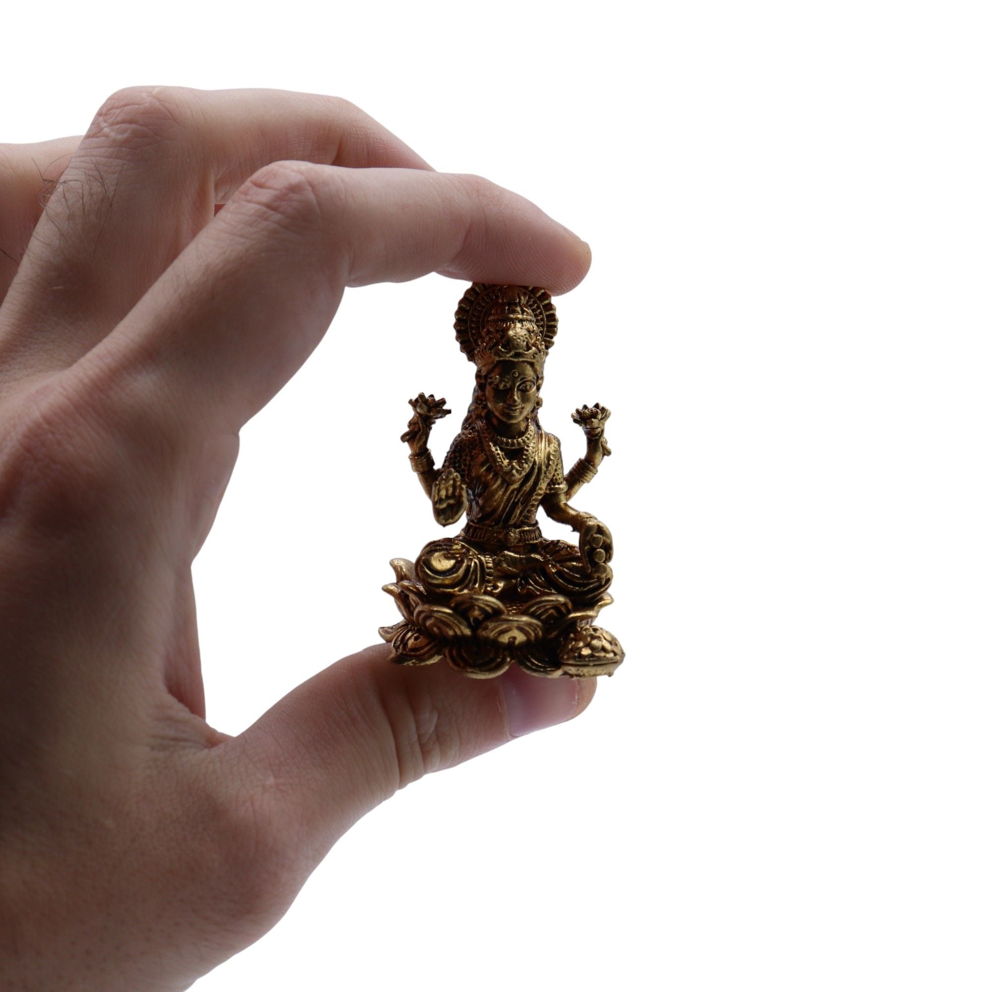 Brass Miniature Goddess Laxmi Statue for Prosperity and Abundance