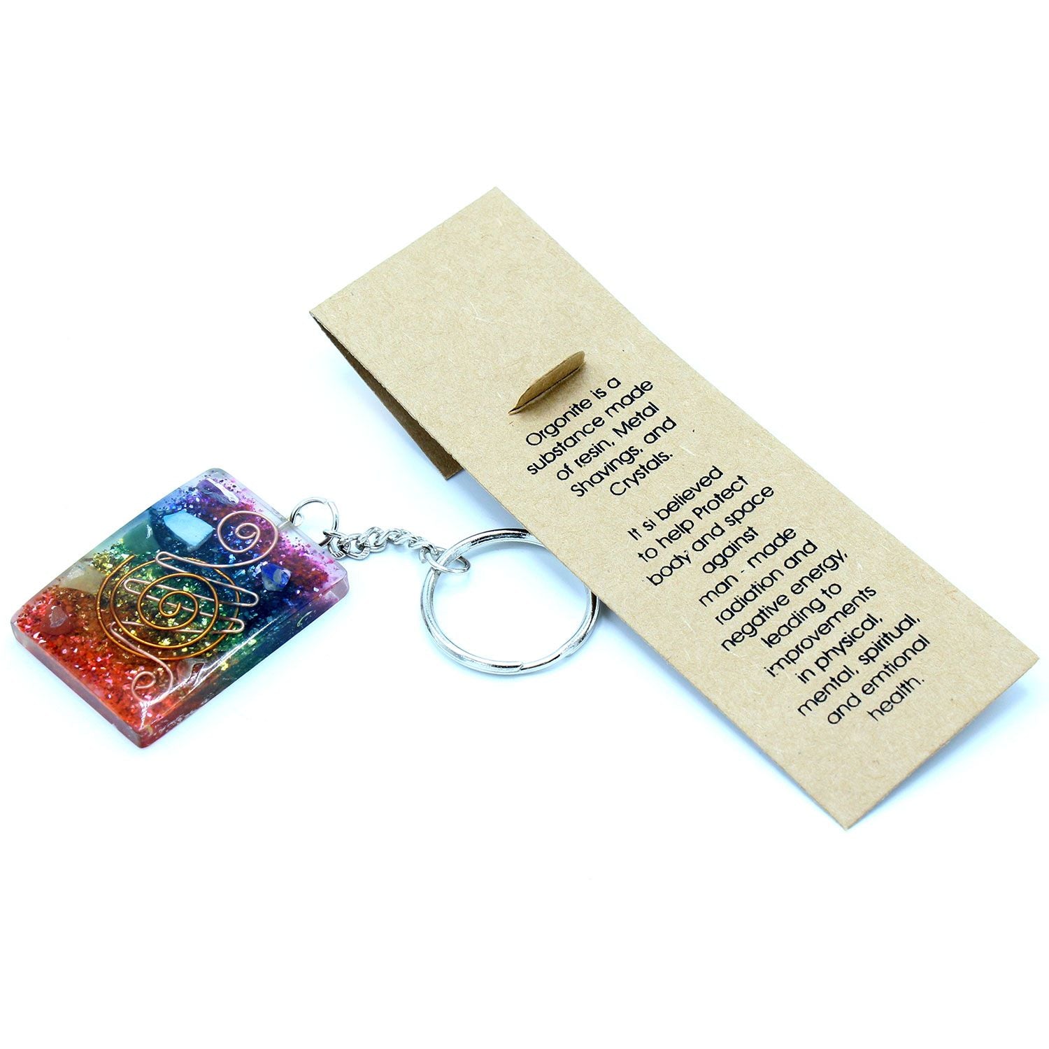 Orgonite Power Keyring with Copper and Chakra Energy Design