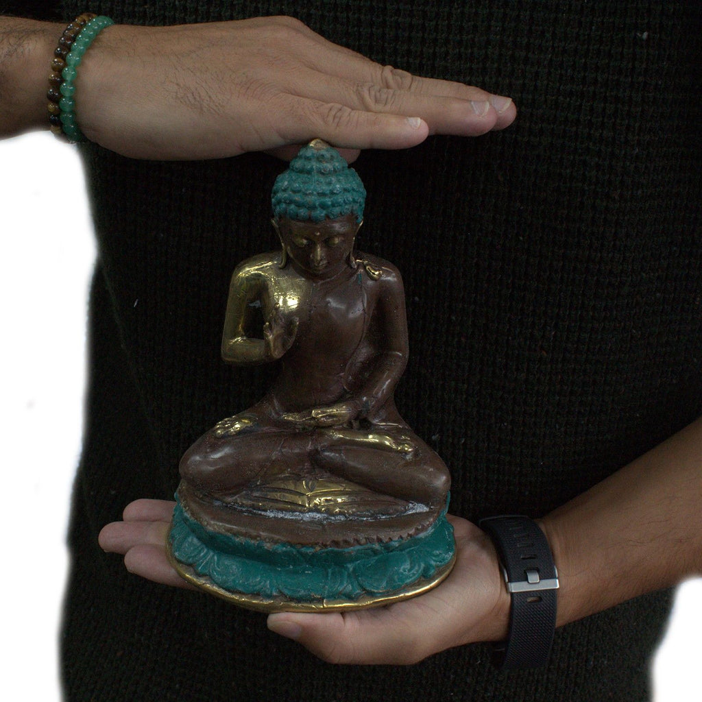 Large Sitting Buddha Brass Fengshui Ornament for Serene Home Decor