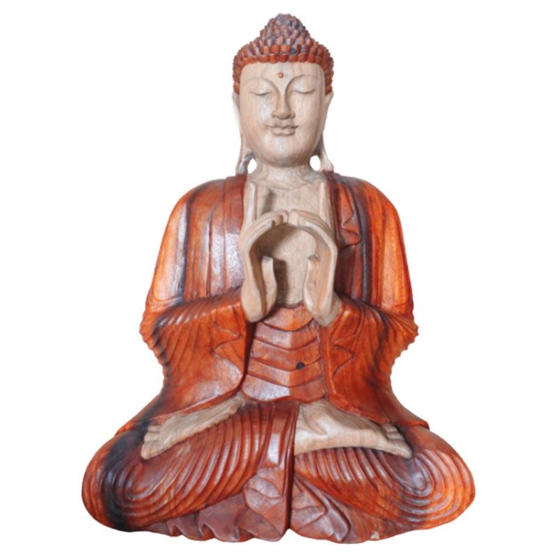 Hand Carved Buddha Statue 60cm Two Hands for Home Decor