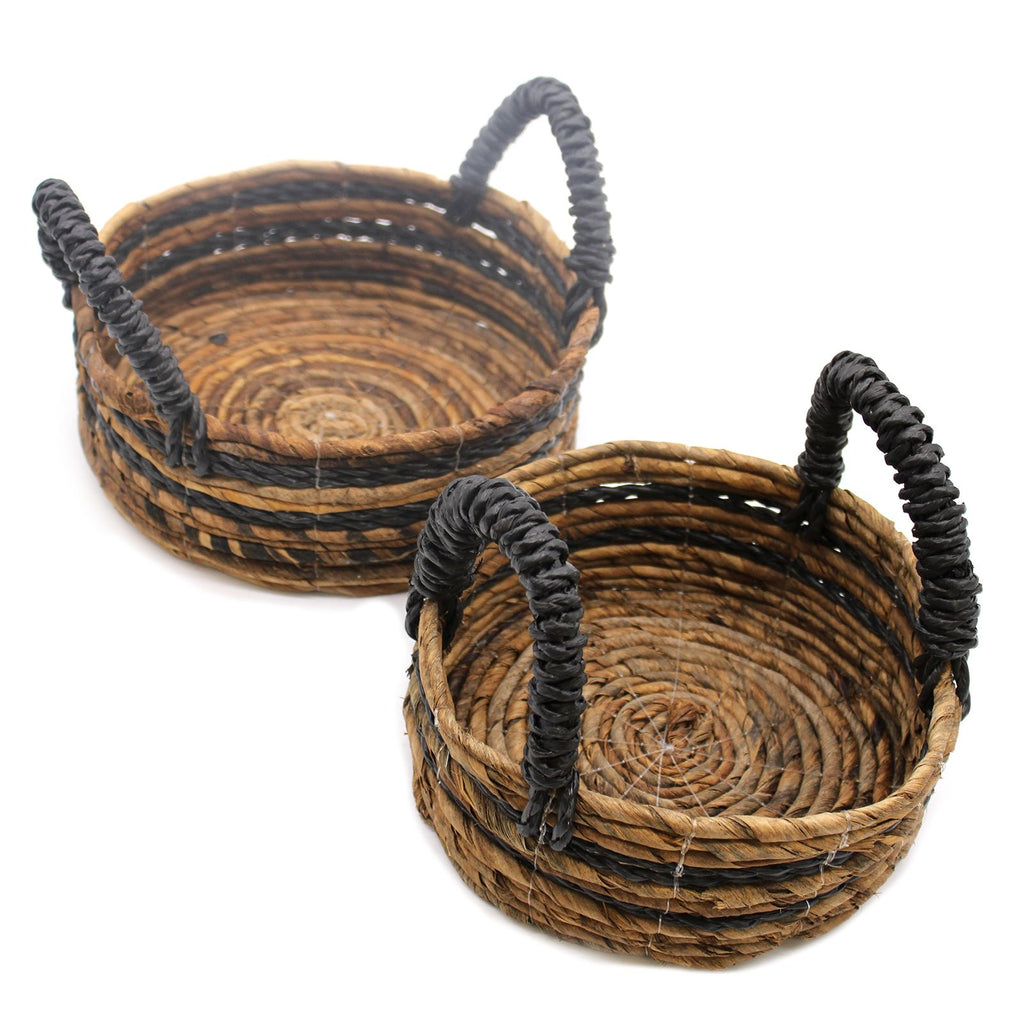 Banana Leaf & Hitam Raffia Basket Set of 2 for Home Organisation