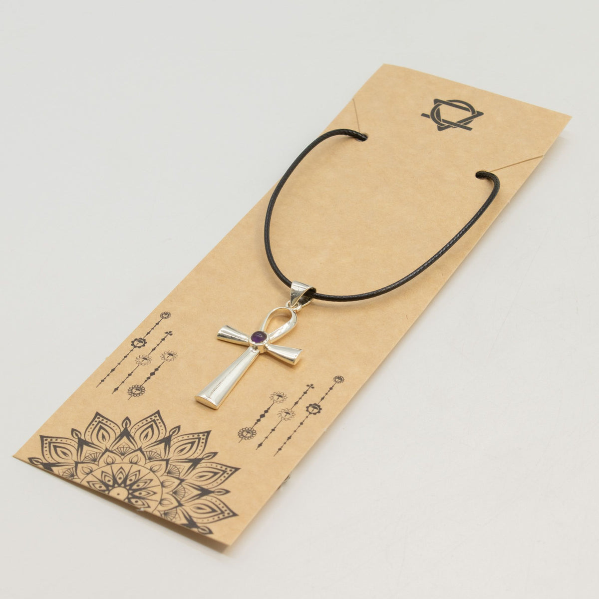 Indian Devotional Pendant - Silver Plated (45cm Cord)- Ankh Symbol of Eternal Life