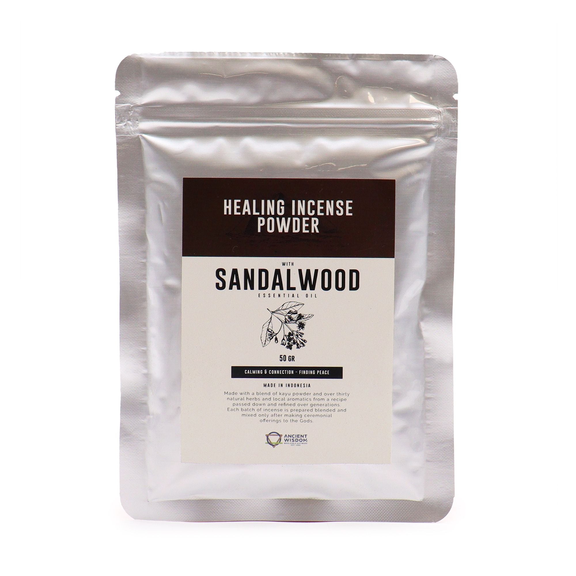 Healing Incense Powder Sandalwood 50gm for Tranquil Home Atmosphere